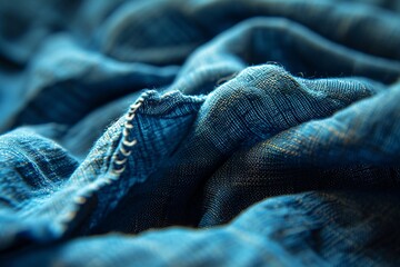 Blue fabric with a hole in it - obrazy, fototapety, plakaty