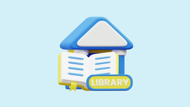 Library animated 3d icon. Great for business, technology, company, websites, apps, education, marketing and promotion. Library 3d icon animation.