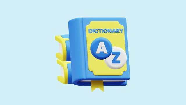 Dictonary animated 3d icon. Great for business, technology, company, websites, apps, education, marketing and promotion. Library 3d icon animation.
