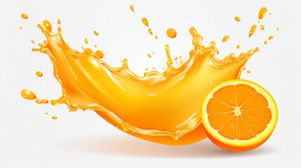Energetic Citrus Splash: A Vibrant 3D Realistic Vector of Orange Paint Bursting with Fresh Fruit Juice – Creative Design for Summer Refreshment and Abstract Backgrounds.