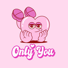 pink cute heart cartoon character for valentines day