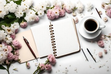 notebook and cup of coffee