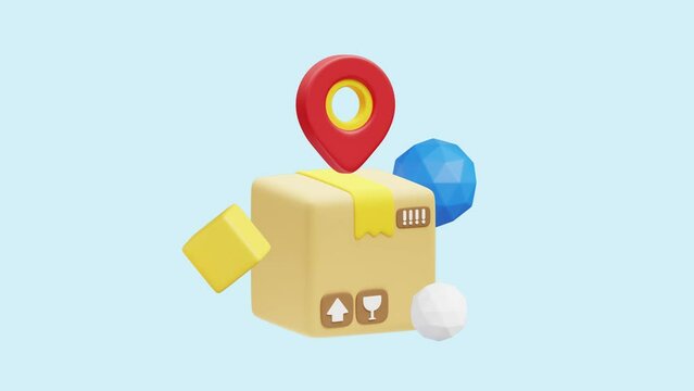 Delivery Tracking animated 3d icon. Great for business, technology, company, websites, apps, education, marketing and promotion. Shipping Logistics 3d icon animation.