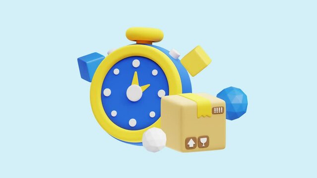 Delivery Time animated 3d icon. Great for business, technology, company, websites, apps, education, marketing and promotion. Shipping Logistics 3d icon animation.