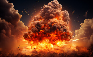 Fototapeta premium Bomb explosion with fire flames and smoke