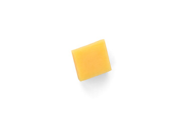 Cheese cubes isolated on white background.