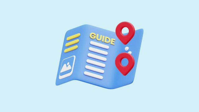 Travel Guide animated 3d icon. Great for business, technology, company, websites, apps, education, marketing and promotion. Travel 3d icon animation.