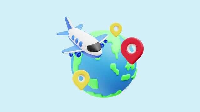 International Tour animated 3d icon. Great for business, technology, company, websites, apps, education, marketing and promotion. Travel 3d icon animation.