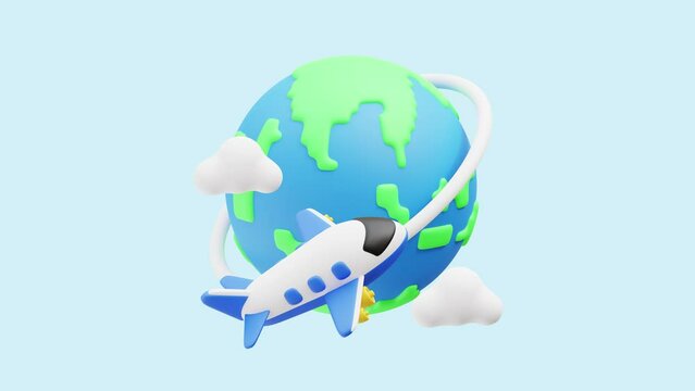 Worldwide Travel animated 3d icon. Great for business, technology, company, websites, apps, education, marketing and promotion. Travel 3d icon animation.