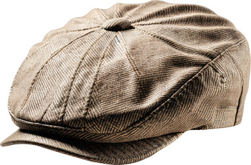 Tweed Flat Cap isolated on transparent background. PNG illustrations. Generative AI.