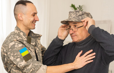 Ukrainian military man with his father