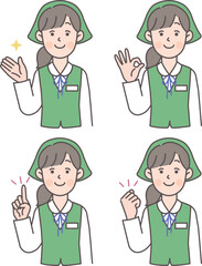 販売員の上半身ポーズセット01