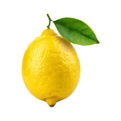  Yellow lemon with a green leaf