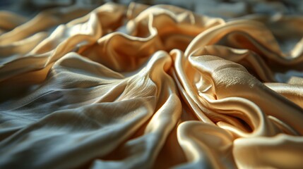 Yellow silk fabric with a shiny texture