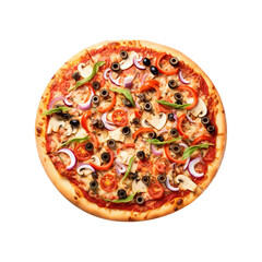 pizza with olives isolated on transparent background
