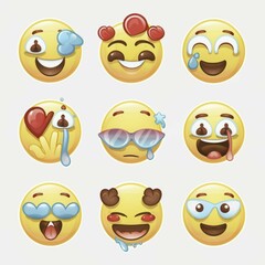 set of smiles faces emoji collection 