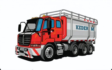 Big red agricultural tractor isolated on a white background