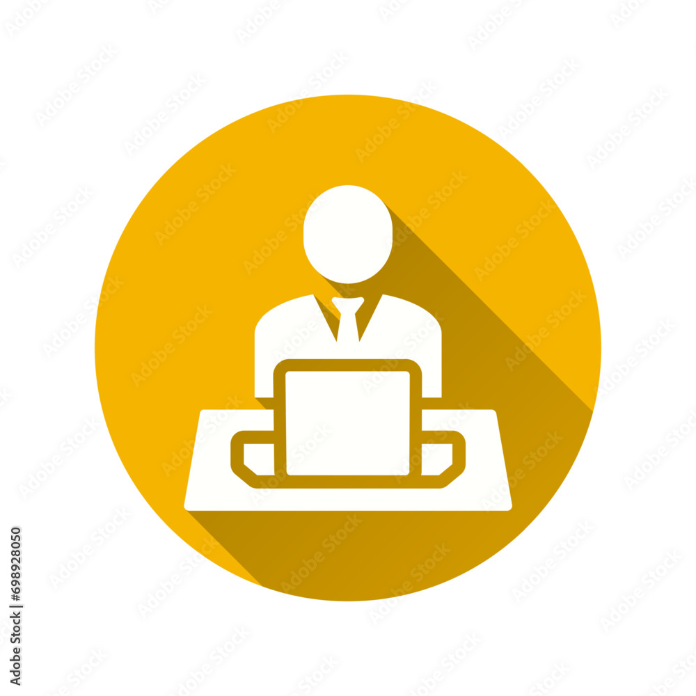 Poster learning flat icon with long shadow for graphic and web design.