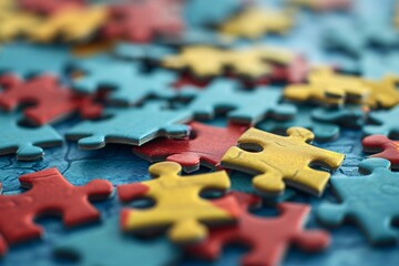 A Puzzle Piece with a Blue and Yellow Background