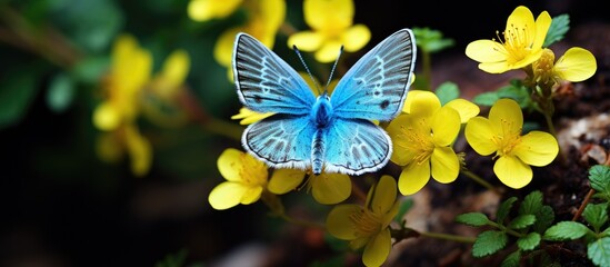 Adonis blue butterfly on a blossom of bird's-foot trefoil.