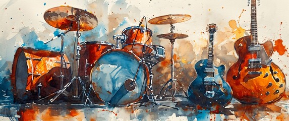 A Painting of Drums and Cymbals