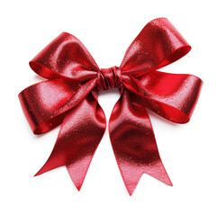 Red bow isolated on transparent background, ai technology