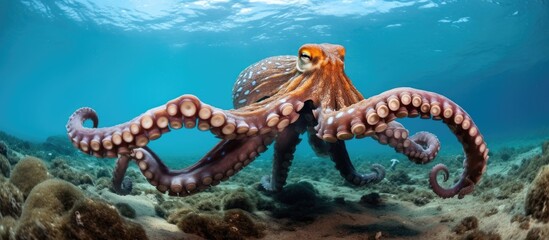 An interesting octopus was seen while scuba diving near Fuengirola in Spain. - obrazy, fototapety, plakaty