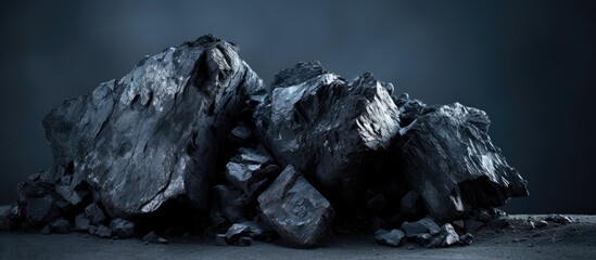A coal chunk photographed up close in a mine region. - obrazy, fototapety, plakaty