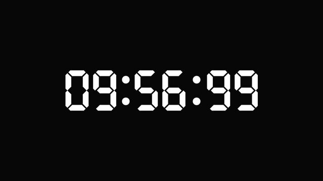10 minutes digital countdown clock animation 4k, UHD