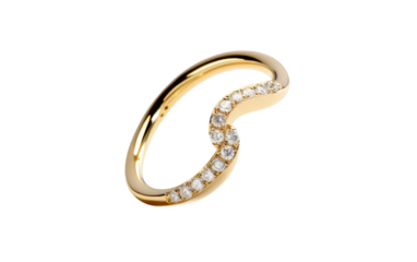 Gold and Diamond Nose Ring in a Crisp White Scene On a White or Clear Surface PNG Transparent Background.