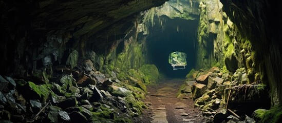 Abandoned mercury mine tunnel in Idrija, Slovenia. - obrazy, fototapety, plakaty