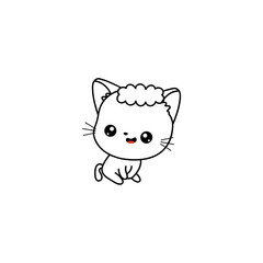 vector coloring kids cute cat cute