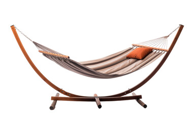 A Hammock Chair with a Freestanding Metal Frame On a White or Clear Surface PNG Transparent Background.