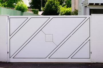 entrance sliding design portal suburb home facade door white metal aluminum house gate access modern