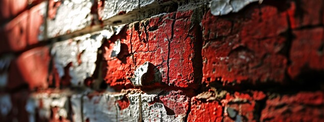Red Brick Wall with Chipped Paint