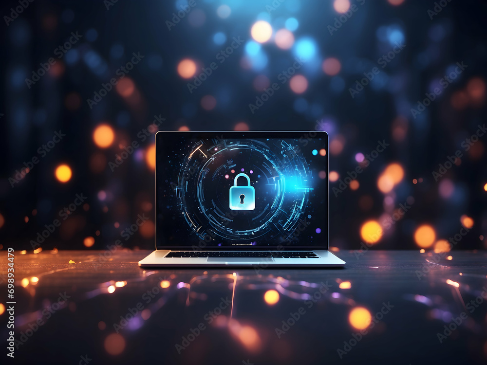 Poster mobile device protection: wallpaper with copy space, showcasing cyber security theme background in b