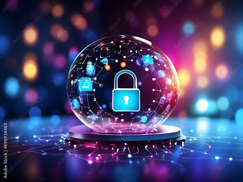 Poster empowering device safety: wallpaper highlighting cyber security theme background in bokeh bright ton