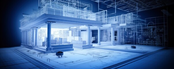 building blueprint plans and house model ,Generative AI