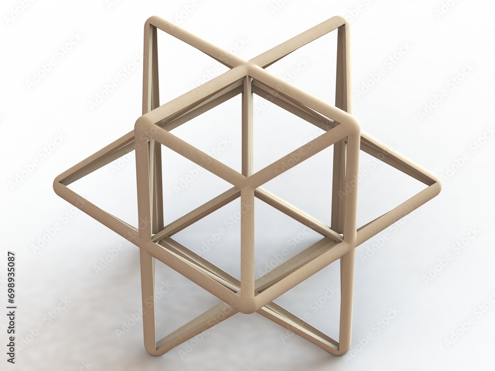 Poster wireframe shape first stellation of the rhombic dodecahedron 3d print model