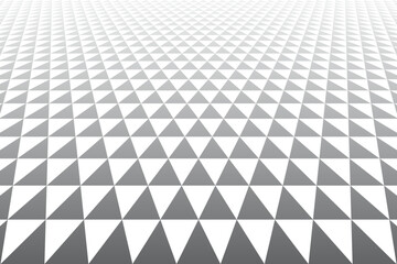 Geometric Triangles Pattern in Diminishing Perspective. Black and White Textured Background.