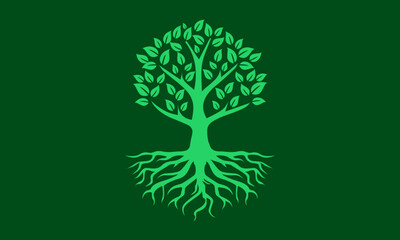 tree and roots minimal logo icon , detailed vector of tree and roots