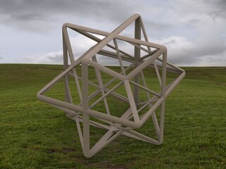 Wireframe Shape First Stellation of The Rhombic Dodecahedron 3D print model - obrazy, fototapety, plakaty
