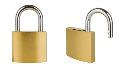 Metallic lock - isolated on transparent background
