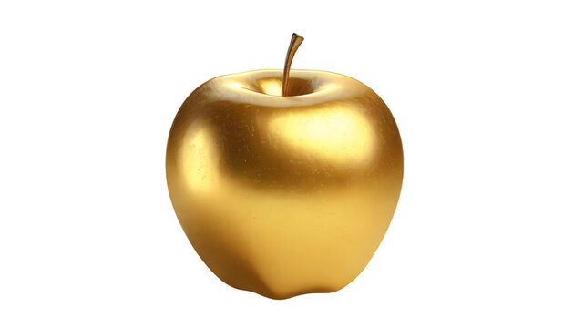 Golden apple isolated on transparent background