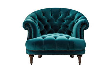 A Singular Image of a Luxurious Velvet Accent Chair Isolated for Opulent Living Spaces On a White or Clear Surface PNG Transparent Background.
