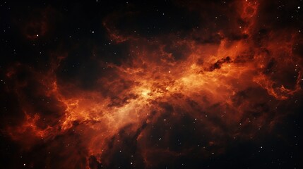 Red nebula and stars in deep space