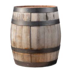 Obraz premium Old wooden barrel, front view - isolated on transparent background
