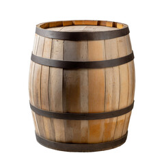 Old wooden barrel, front view  - isolated on transparent background