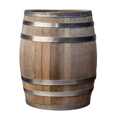 Obraz premium Old wooden barrel, front view - isolated on transparent background