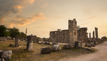 The ancient city of Uzuncaburc ( Turkish; Uzuncaburç ) Ancient Olsa Kingdom settlement. Near the...